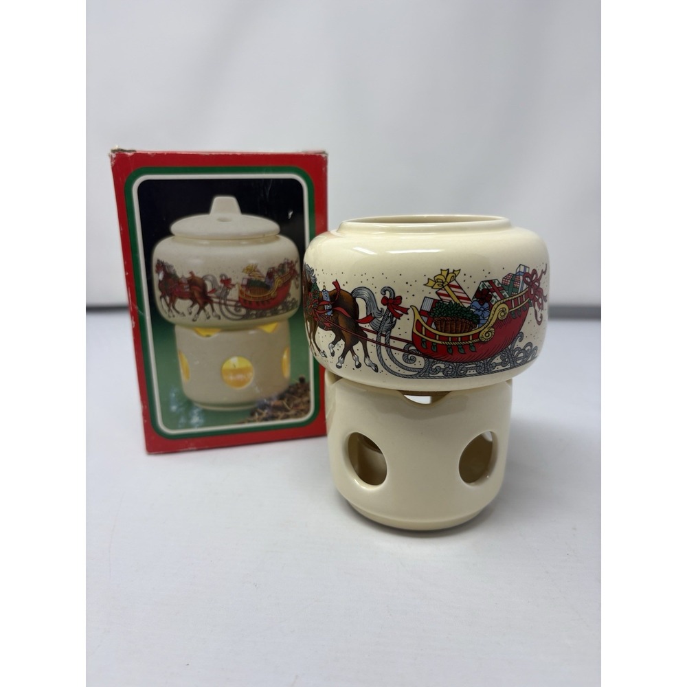 Vintage Retro 1988 Potpourri Press Christmas  Room Scenter Candle Holder Sleigh